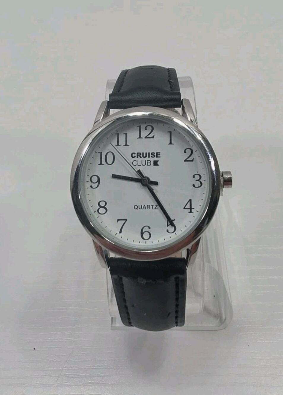 Cruise Club Silver Tone Watch Black Band New Battery Read Description W202